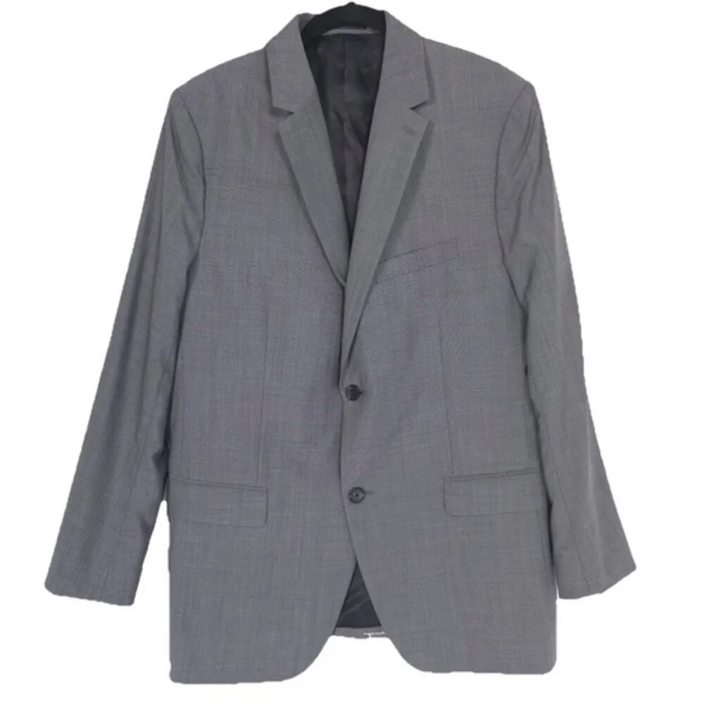 Theory Men's Blazer 44 R WELLAR IVOR 2Button VIGIN WOOL SILK Blend Gray E0171125